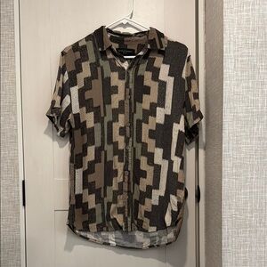 Men's Cotton On Geometric Pattern Shirt